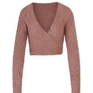 NWT SKIMS  Cozy Knit Wrap Crop Top  in Nude